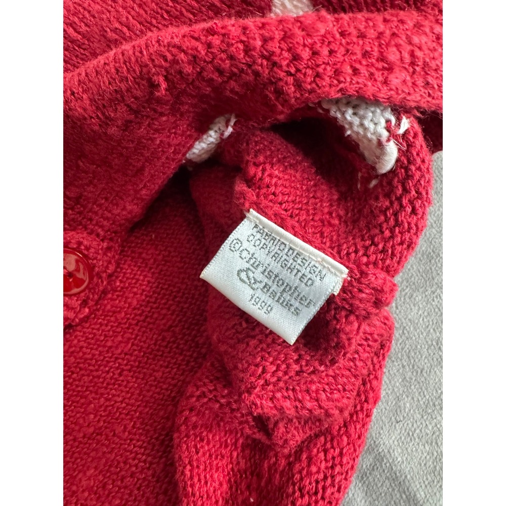 Vintage 1999 Christopher Banks Red White Star Knit Cardigan Sweater 4th July  M - Picture 3 of 6